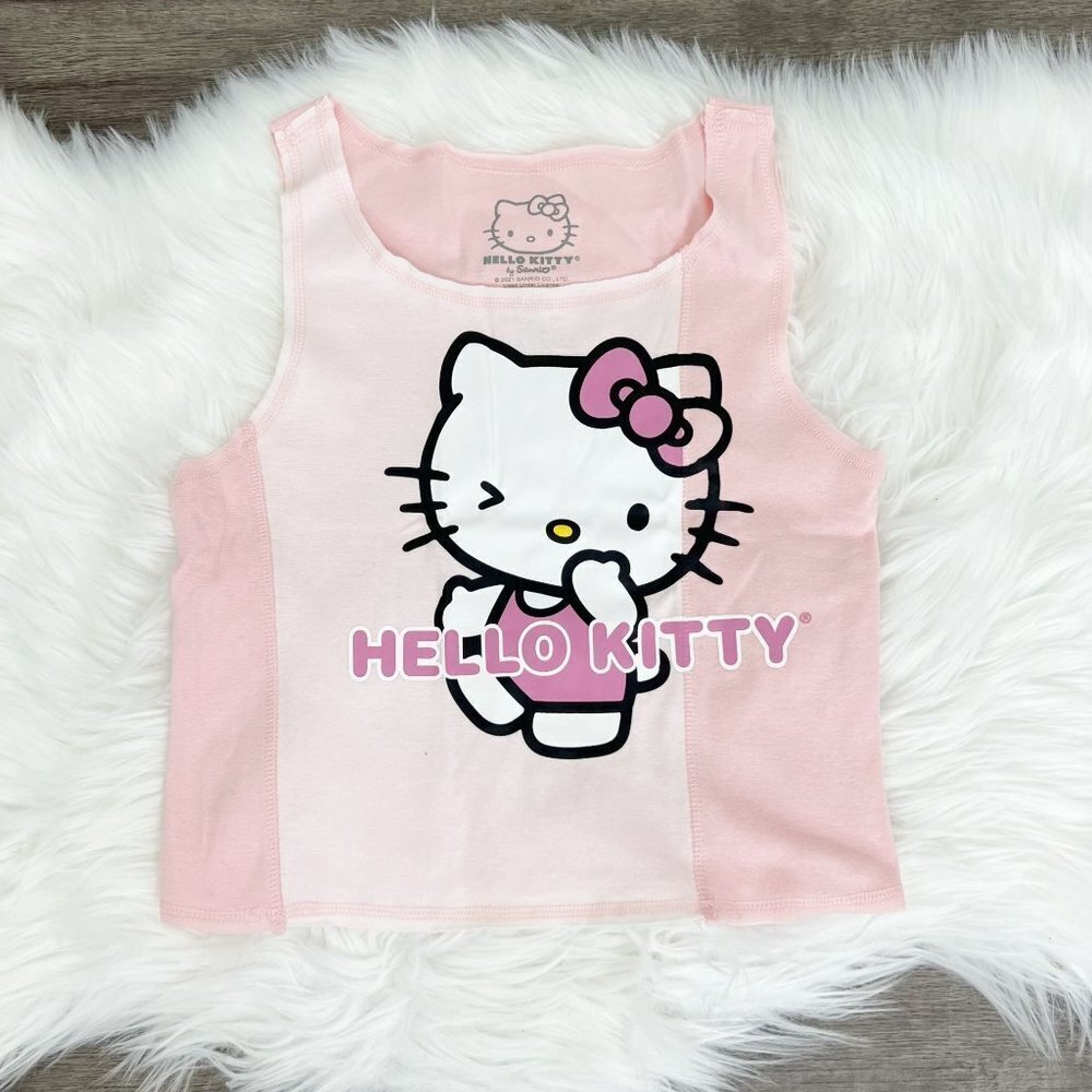 Sanrio Hello Kitty Pink Graphic Crop Tank Juniors Small